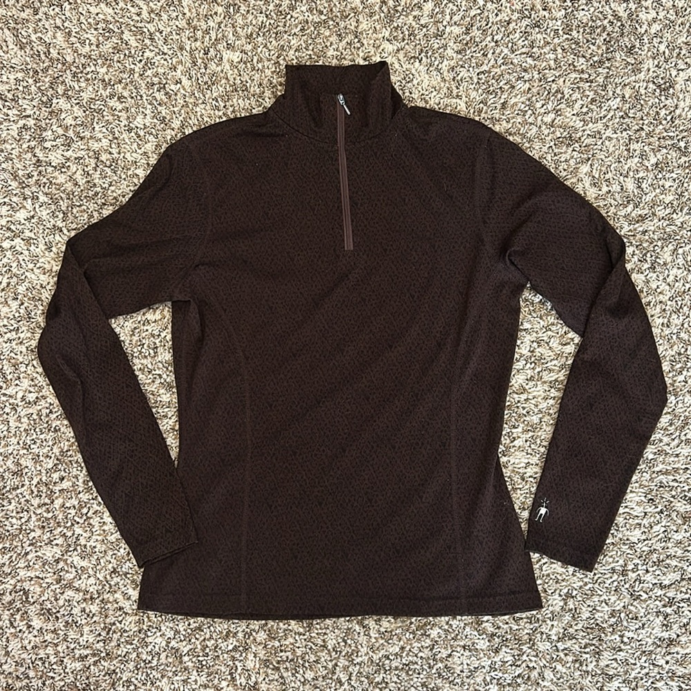 Smartwool Quarter Zip Brown Wool Sweater - Picture 4 of 11